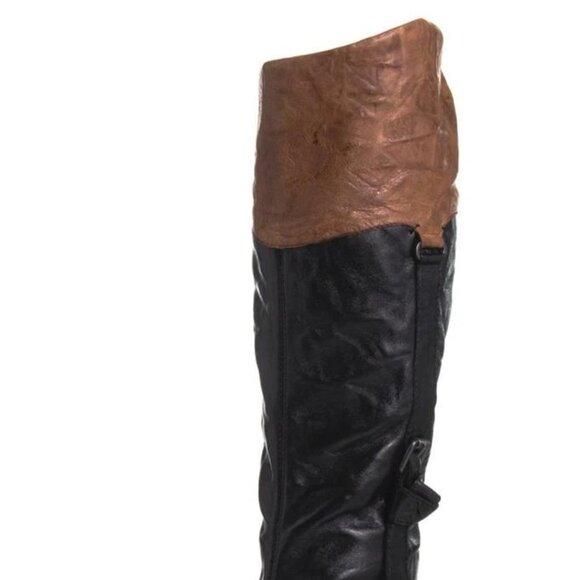 Sam Edelman Park Boot Black Saddle High-shine spiked studs harness knee-high NEW - Picture 4 of 15